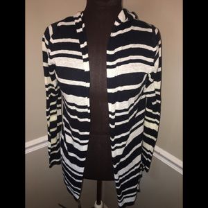 Kenar Nautical Cardigan Sweater Navy White Hooded Womens‎ Small Preppy